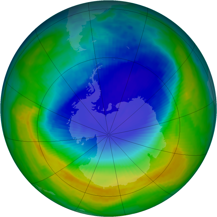 Antarctic ozone map for 06 November 1997